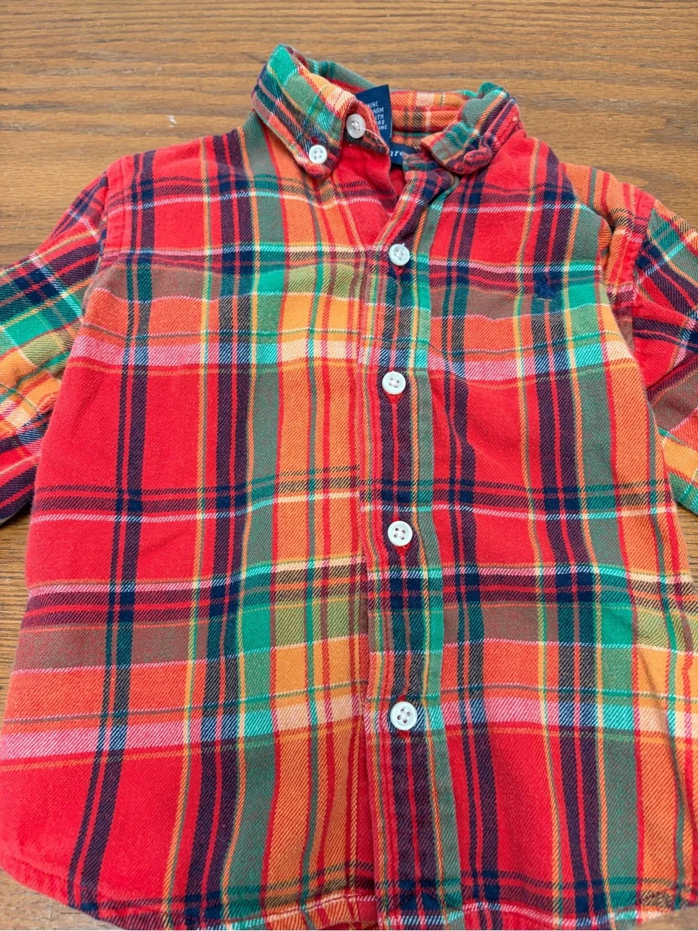 Ralph Lauren Red and Green Plaid Button-Down Toddler Boys Shirt - Size 24M